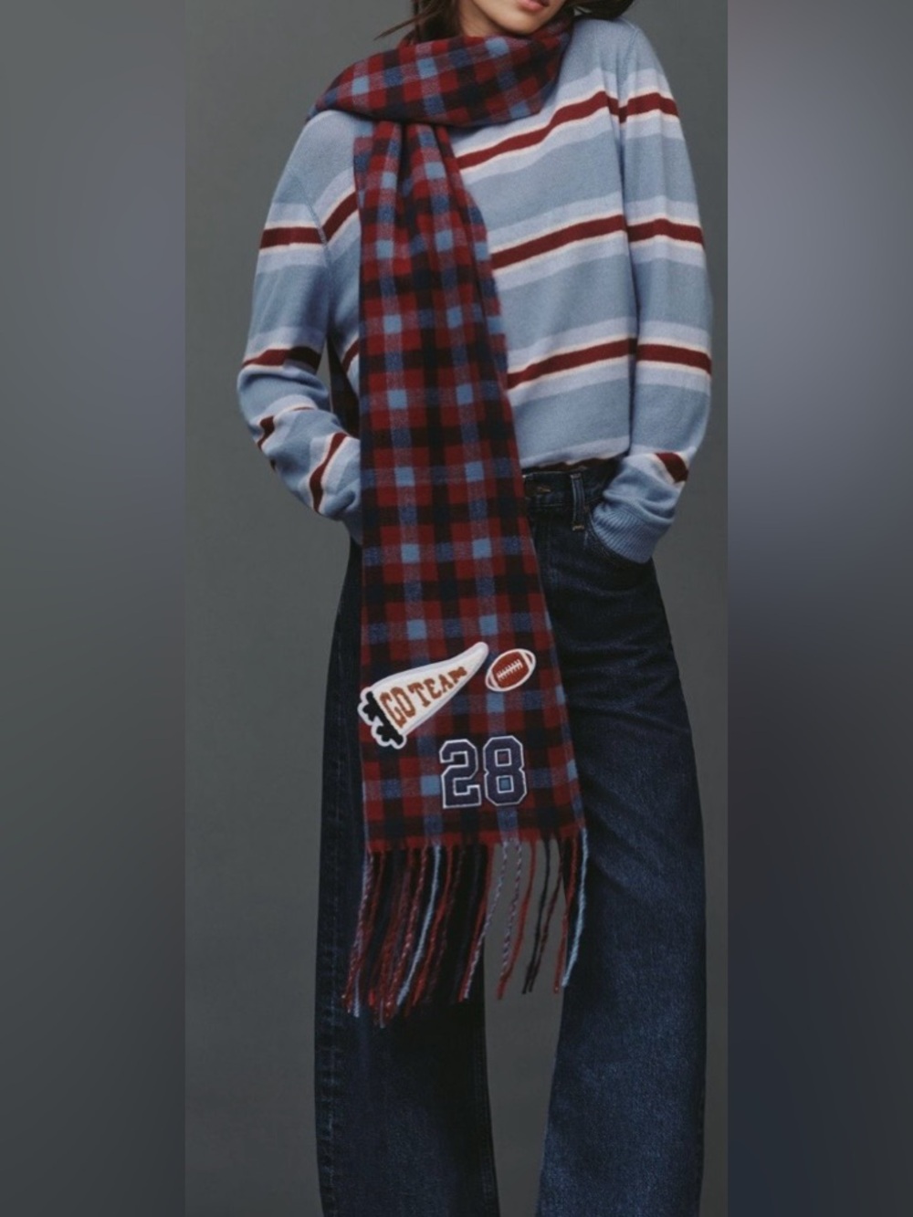 Anthropologie Daily Practice Heritage Patch Game Day Scarf